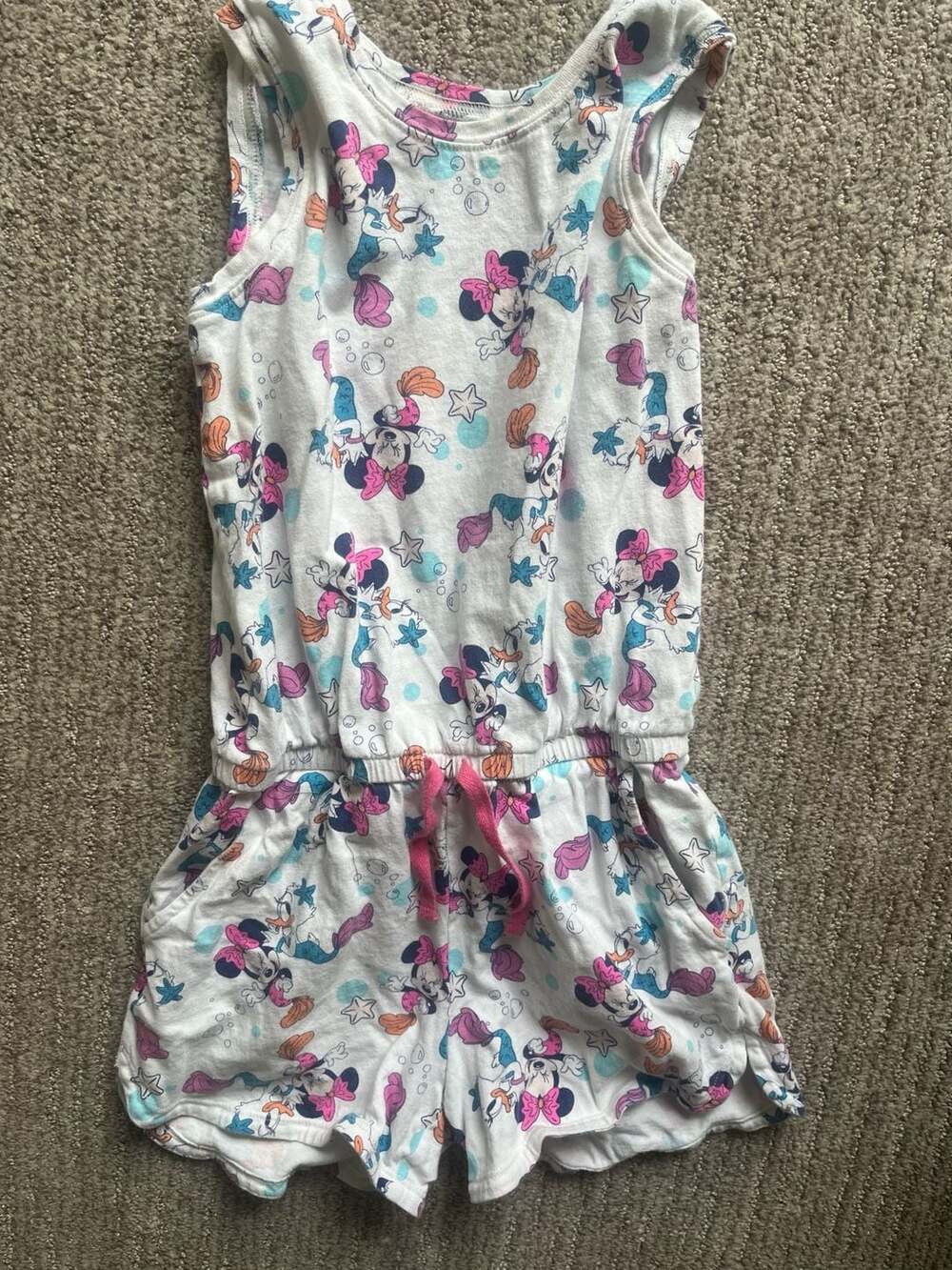 Spotted Zebra Disney Minnie Mouse Mermaid Print Sleeveless Romper